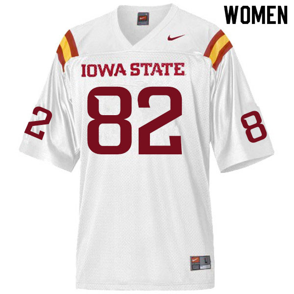Women #82 Landen Akers Iowa State Cyclones College Football Jerseys Sale-White - Click Image to Close